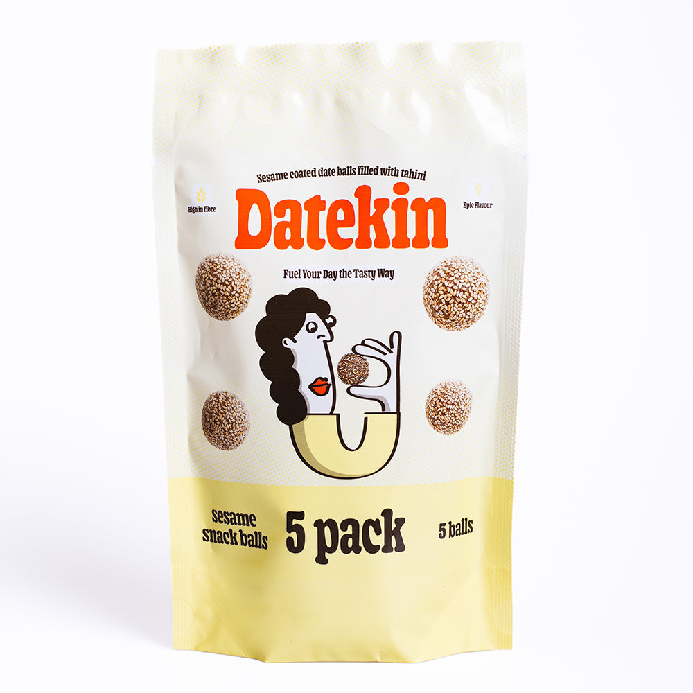 Datekin Sesame Coated Date Balls Filled with Tahini (12 x 5 Pack)