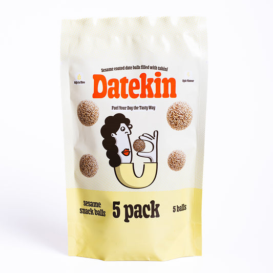 Datekin Sesame Coated Date Balls Filled with Tahini (12 x 5 Pack)