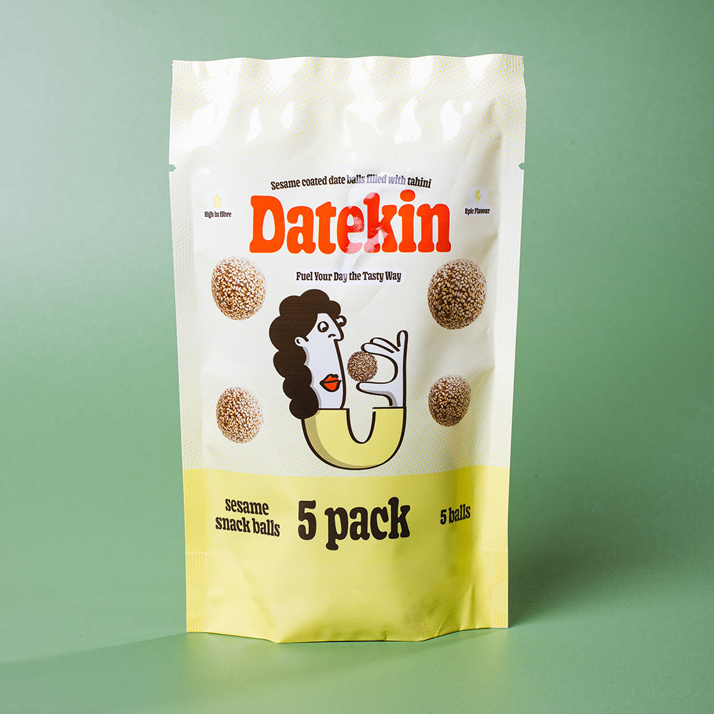 Datekin Sesame Coated Date Balls Filled with Tahini (12 x 5 Pack)