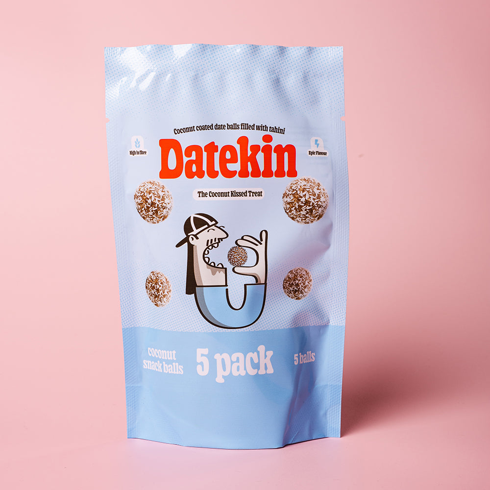 Datekin Coconut Covered Date Balls filled with Savoury Tahini (1 x 5 Pack)