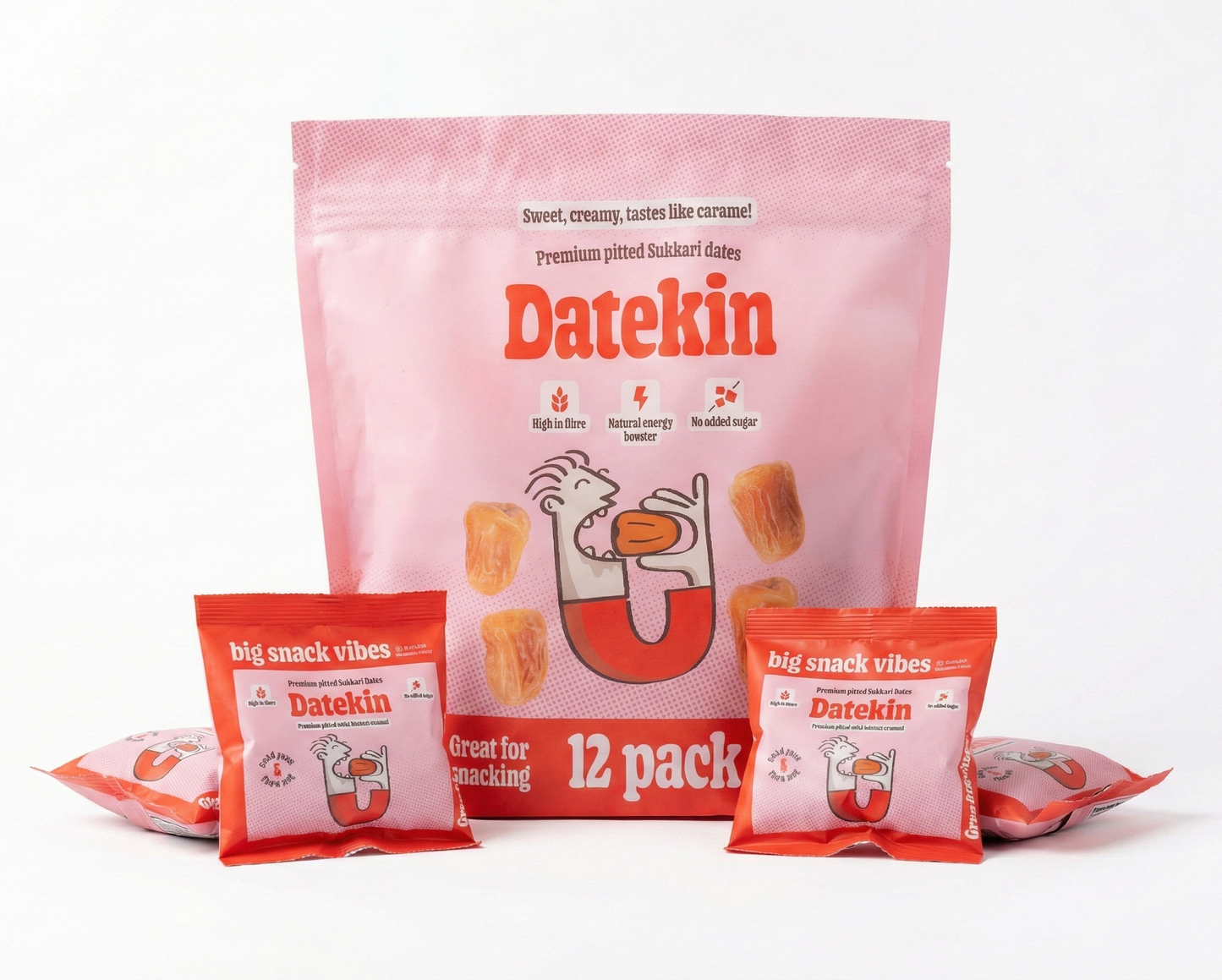Datekin Sukkari Dates Family Bag (12 x 30g Packs) – Premium Soft Golden Dates | Healthy on-the-go Snacks | 100% Natural Superfood